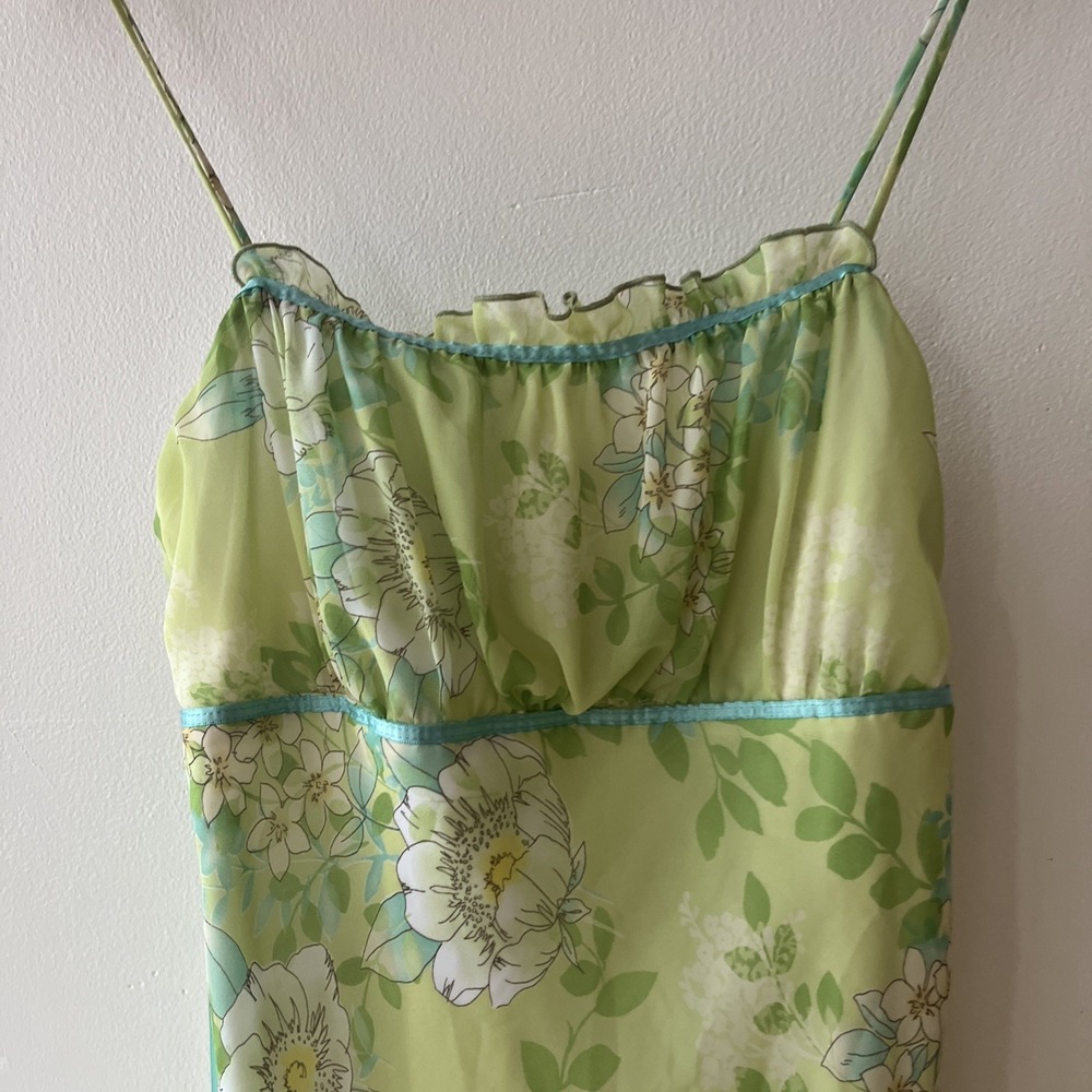 Green Floral Midi Slip Dress - Lightweight Summer Dress - Picture 3 of 9